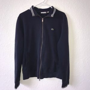 Retro Navy Lacoste Zip-Up Collared Jacket Size XL